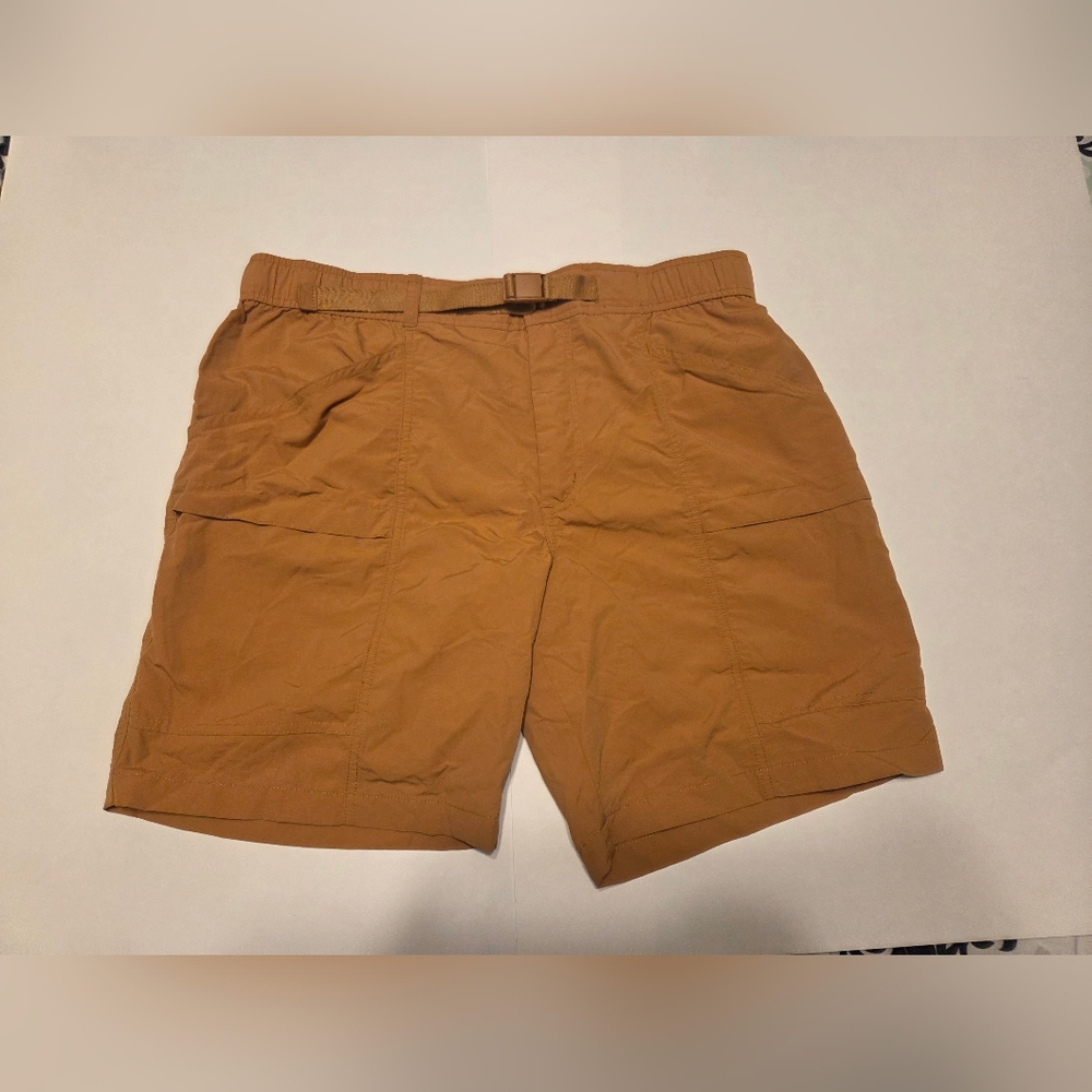 NWT Eddie Bauer Mens Brown Ripstop Tech Short With Adjustabke Belt Size L
